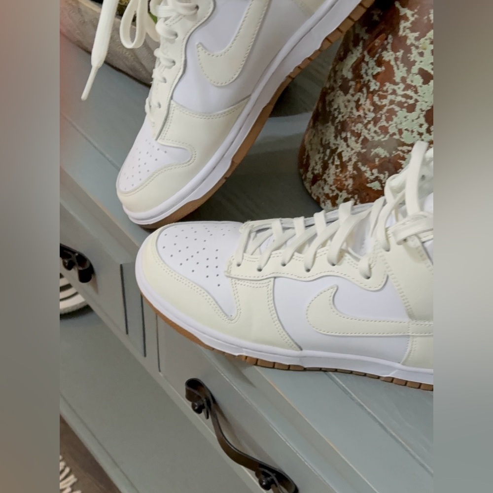 Nike Dunks-Women’s White and Sail High-Top Sneakers